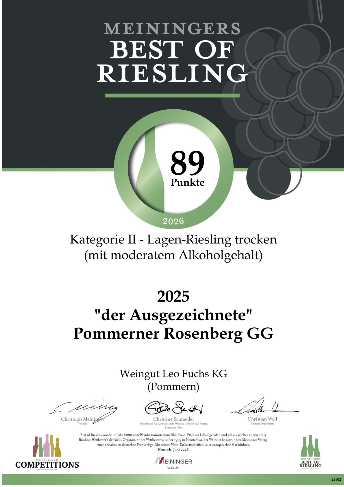 DER AUSGEZEICHNETE | 2025 Pommerner Rosenberg | Großes Gewächs | Riesling | trocken | Nr. 1145 – Bild 3
